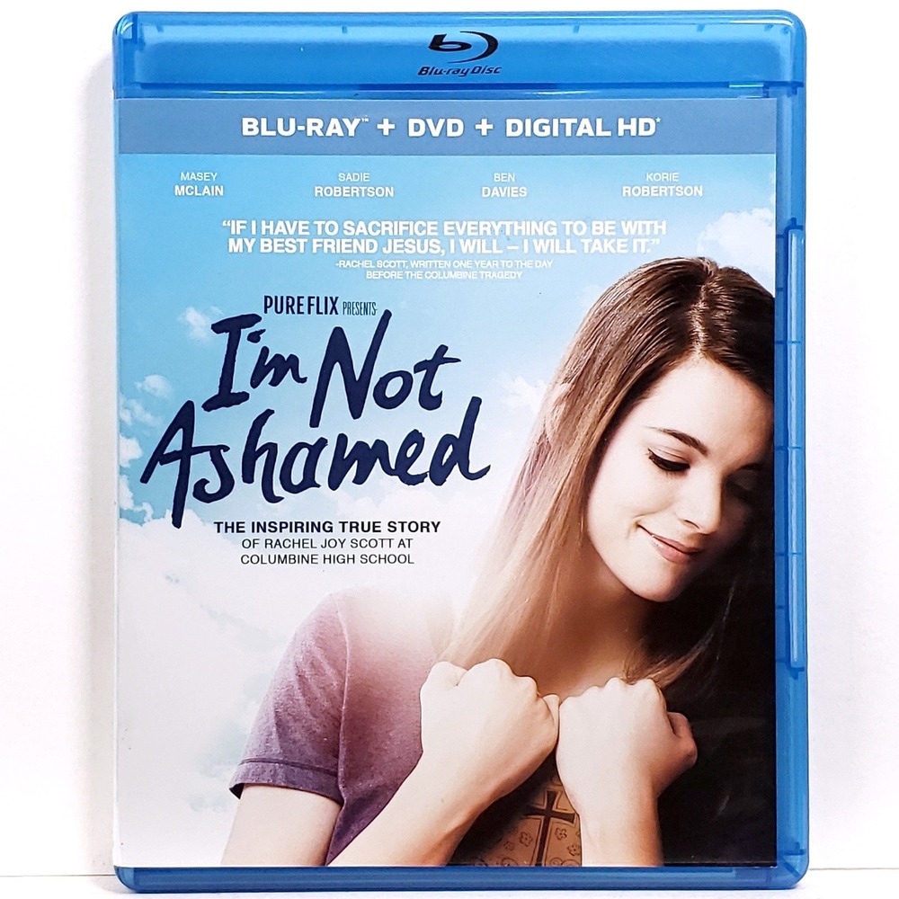 Pure Flix I'm Not Ashamed Blu-ray DVD Combo Rachel Joy Scott EXC